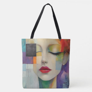 Portrait in Colour Block Surrealism Tote Bag