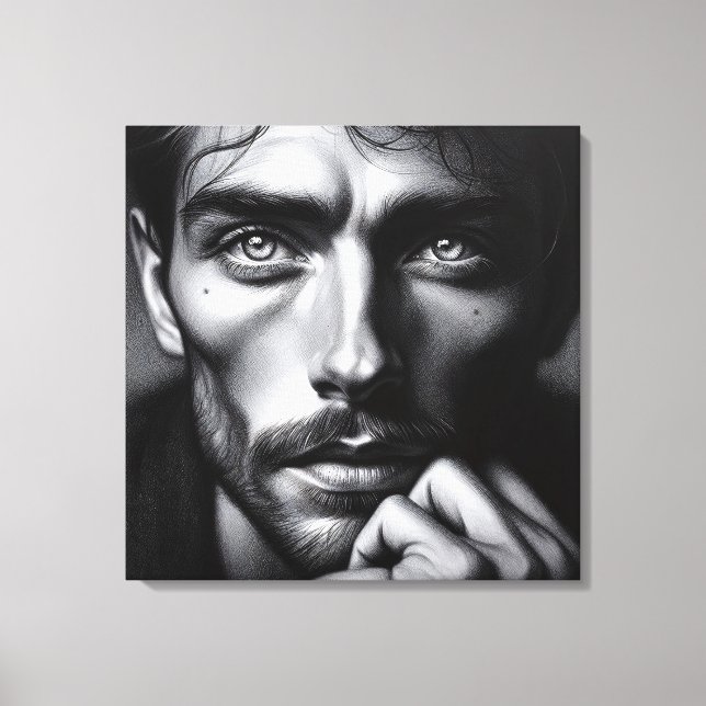 Portrait in Graphite: The Silent Storyteller Canvas Print (Front)