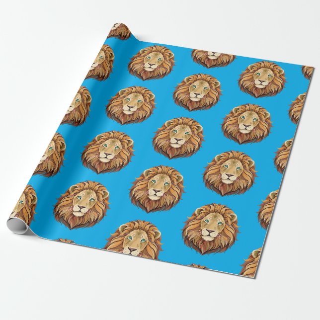 Portrait lion head front view wrapping paper (Unrolled)