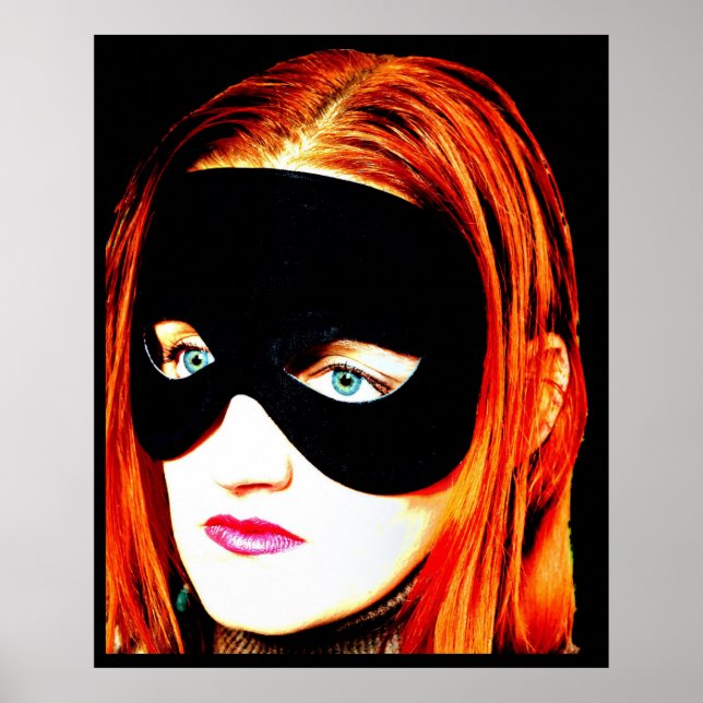 portrait masked woman vintage beauty poster (Front)
