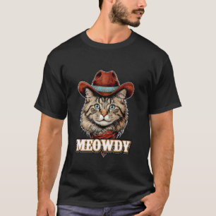 Portrait Meowdy Cat Cowboy Western Rodeo Pet Count T-Shirt
