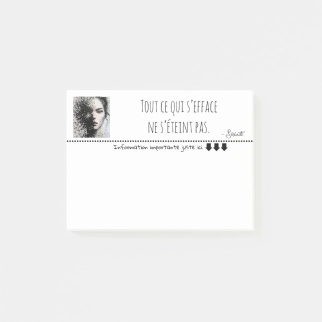 Portrait noir blanc pixel art  post-it notes (Front)