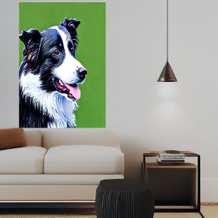 Portrait of a adorable border collie   AI Art  Poster