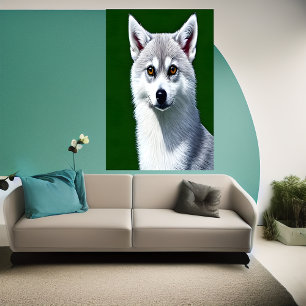 Portrait of a Alaskan Klee Kai   AI Art  Poster