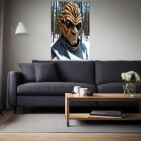 Portrait of a alien with big black eyes | AI Art