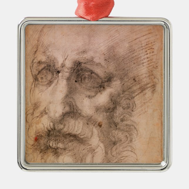 Portrait of a Bearded Man Metal Tree Decoration (Front)