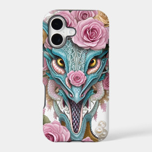 Portrait of a beautiful whimsical pink dragon head