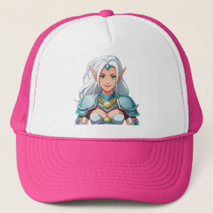 Portrait of a beautiful woman elf trucker hat
