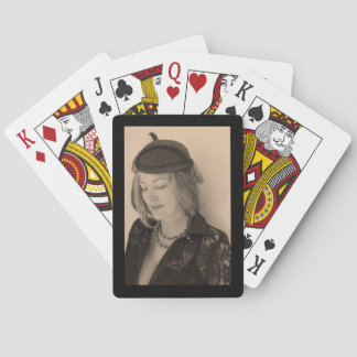 Portrait of a Beautiful Woman Playing Cards