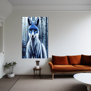 Portrait of a blue fox   AI Art Poster