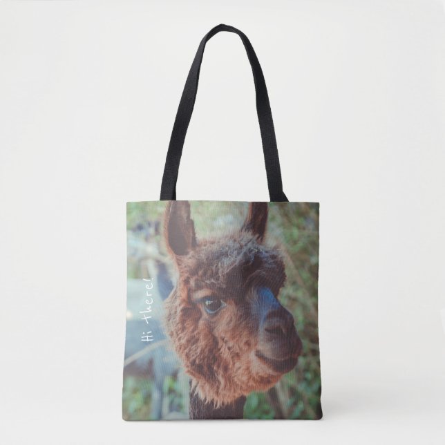 Portrait of a brown alpaca tote bag (Front)