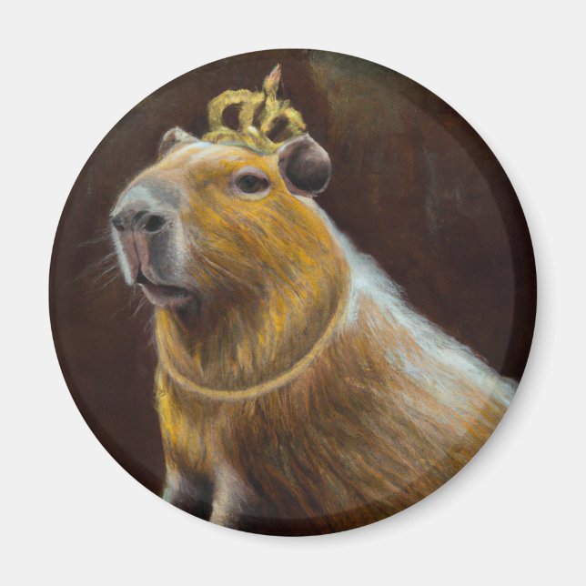 Portrait of a Capybara wearing medieval royal robe Magnet (Front)