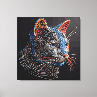 Portrait Of A Cat's Face - AI generated Canvas Print