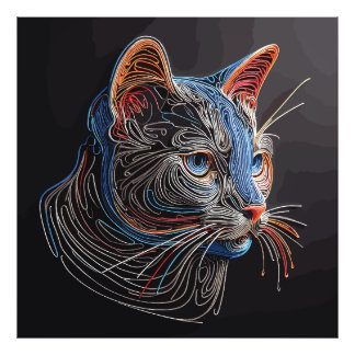 Portrait Of A Cat's Face - AI generated Photo Print