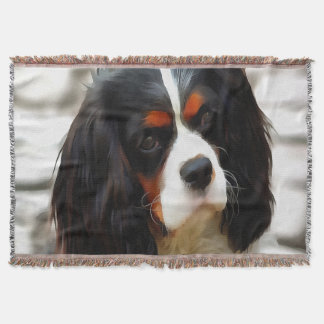 Portrait Of A Cavalier King Charles Spaniel Throw Blanket