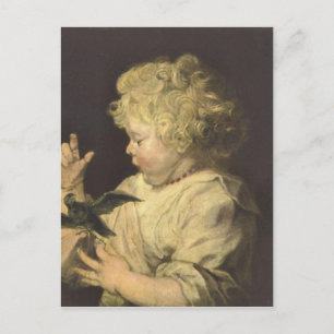 Portrait of a child with bird by Antoon van Dyck Postcard