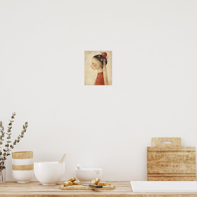 Portrait of a Christmas Lady Whimsical Poster (Kitchen)