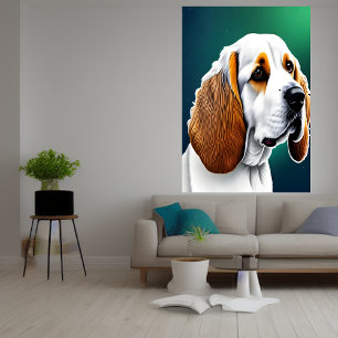 Portrait of a Clumber Spaniel AI Art Poster