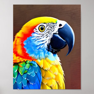 Portrait of a colorful parrot poster