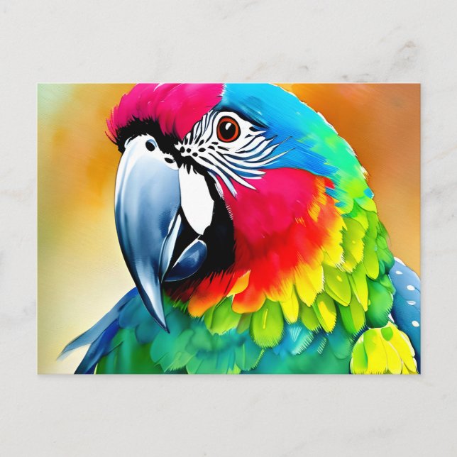 Portrait of a colourful parrot postcard (Front)