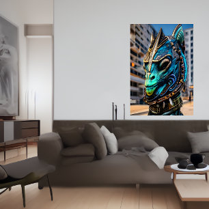 Portrait of a cool Reptilian alien   AI Art Poster