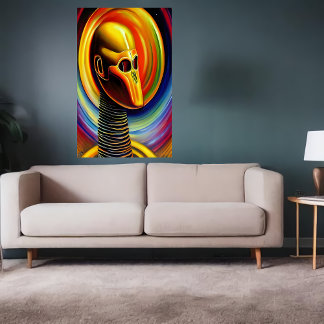 Portrait of a cool yellow robot | AI Art Poster