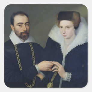 Portrait of a Couple Square Sticker