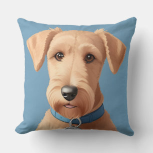 Portrait of a Cute Dog Wearing a Blue Collar Cushion