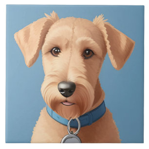 Portrait of a Cute Dog Wearing a Blue Collar Tile