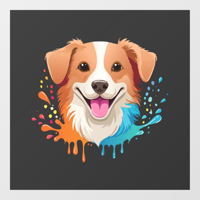 Portrait of a cute dog with fluid colours dripping (Sheet)