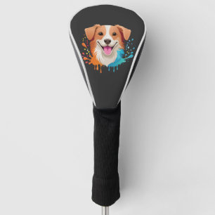 Portrait of a cute dog with fluid colours dripping golf head cover