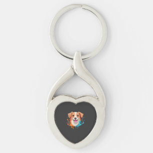 Portrait of a cute dog with fluid colours dripping key ring