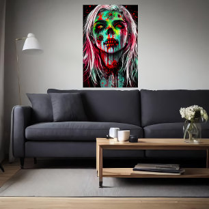 Portrait of a dead zombie lady   AI Art Poster