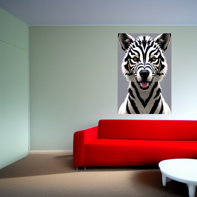 Portrait of a dog with zebra stripes | AI Art Poster (Creator Uploaded)