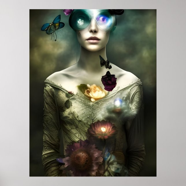 "Portrait of A Dreamer" Fantasy AI Art Postcard Poster (Front)