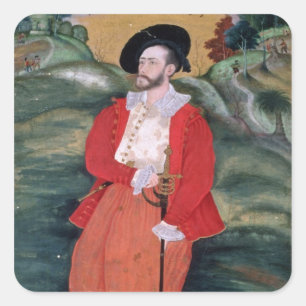 Portrait of a European sailor, c.1590 Square Sticker
