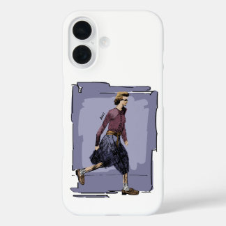 Portrait of A Fashionable Woman Walking Mid Stride iPhone 16 Case
