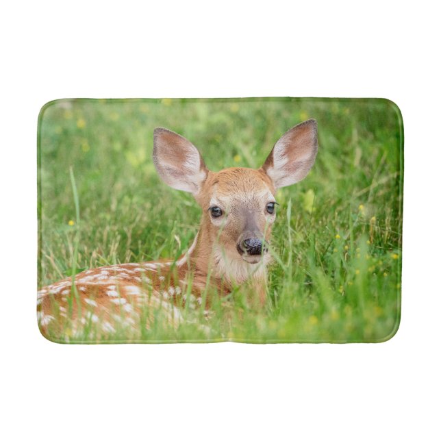 Portrait of a Fawn (white-tailed deer) Bath Mat (Front)