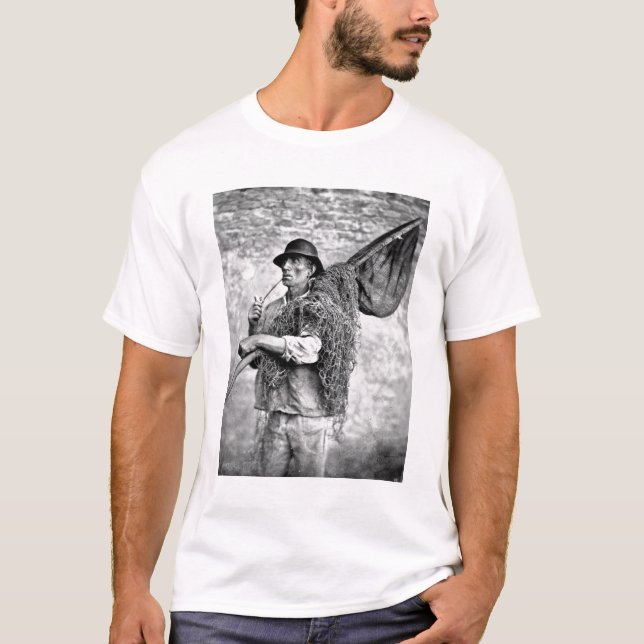 Portrait of a Fisherman Carrying his Nets (b/w pho T-Shirt (Front)