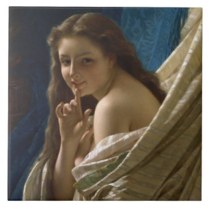 Portrait of a Flirtatious Young Woman Tile