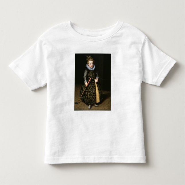 Portrait of a four-year old boy with club and toddler T-Shirt (Front)
