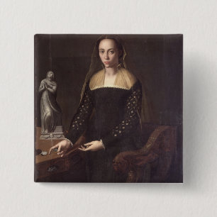 Portrait of a Gentlewoman, 1559 (oil on panel) 15 Cm Square Badge