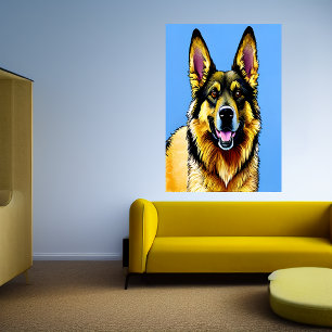 Portrait of a German Shepherd   AI Art  Poster
