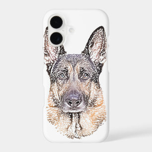Portrait of a German Shepherd Dog Coloured Sketch