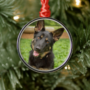 Portrait of a German Shepherd Metal Tree Decoration
