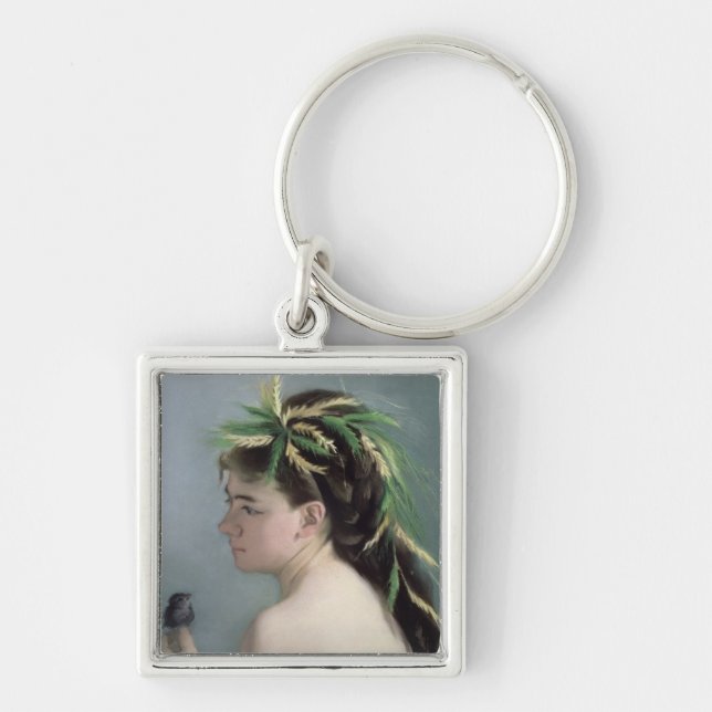 Portrait of a Girl holding a Sparrow Key Ring (Front)