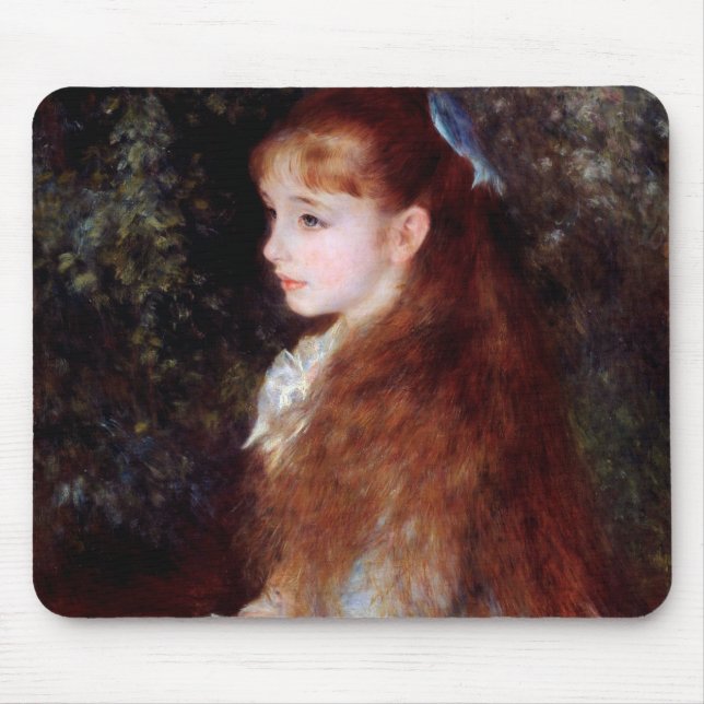 Portrait of a Girl with Blue Ribbon, Renoir Mouse Pad (Front)