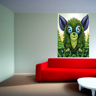 Portrait of a green fantasy beast   AI Art Poster