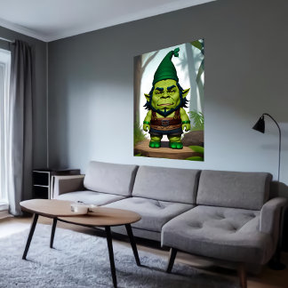 Portrait of a Green Orc Gnome hybrid | AI Art Poster