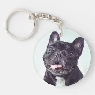 Portrait of a Happy French Bulldog Key Ring